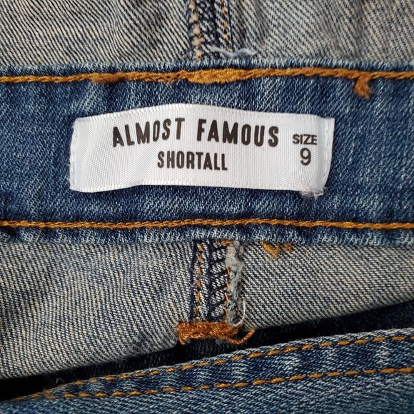 Almost Famous Shortall Size 9 Overalls Women's Distressed Zipper Front - Picture 8 of 10